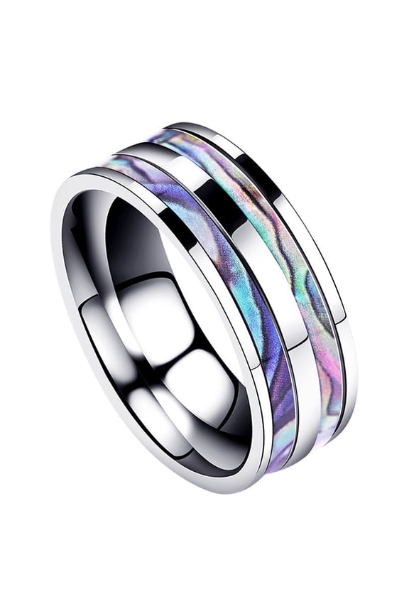 Unisex Titanium Steel Blue Carbon Fiber Diamond Dragon Ring Double Slot Abalone Shell Blue Gem Baking Varnish Blue Gem