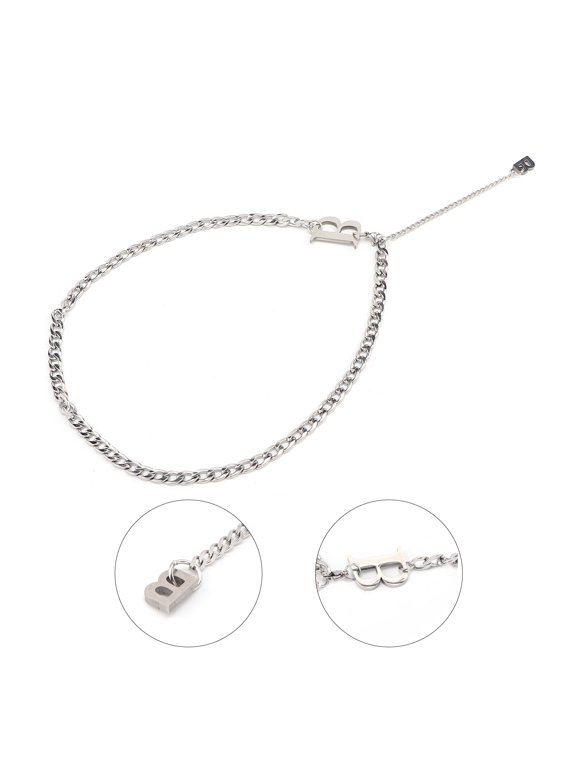Unisex Titanium Steel Letter B Pendant Necklace Hip-Hop Street Style Fashion Jewelry Accessory 18.3 inches / 46.5 cm Length Chain for Everyday Wear