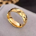 thumbnail image 1 of Unisex Titanium Steel Rhombus Ring, Electroplated Stainless Steel, Faceted Design, Gold, Silver, or Rose Gold Finish, 1 of 5