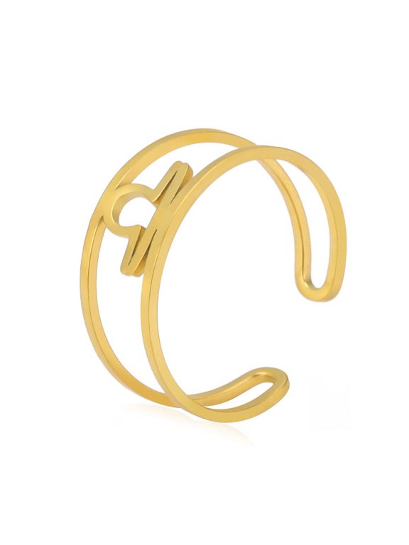 Unisex Titanium Steel Ring Electroplated Stainless Steel Constellation Zodiac Sign Ring for Men or Women Natural Design Aries Taurus Gemini Cancer Leo Virgo