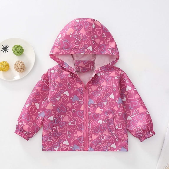 Unisex Toddler Allover Floral Hooded Windbreaker Jacket Boys Girls Lightweight Thin Fall Casual Outer Coat Hot Pink 5-6 Years