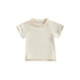 thumbnail image 1 of Unisex Toddler Baby Boy Girl Solid Cotton Tee Shirt Short Sleeve Crewneck Basic Layering T-Shirt Casual Blouse Tops, 1 of 7