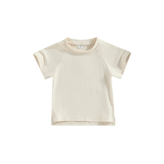 Unisex Toddler Baby Boy Girl Solid Cotton Tee Shirt Short Sleeve Crewneck Basic Layering T-Shirt Casual Blouse Tops