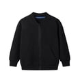 thumbnail image 1 of Unisex Toddler Baby Boys Girls Solid Color Cotton Bomber Jacket, Full Zip Up Casual Varsity Baseball Jacket, Fall Winter Lightweight Outerwear Coat for Daily & Outdoor Activities, Black 100, 1 of 8
