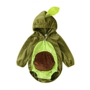 Unisex Toddler Baby Halloween Avocado Costume Velvet Zipper Hooded Jumpsuit Romper Outfits