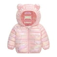 thumbnail image 1 of Unisex Toddler Hooded Light Down Jacket, Cute Warm Long Sleeve Outerwear for Spring Baby Boys Girls Fashion Casual Daily Kids Coat With Soft Lining Pink 18-24 Months, 1 of 6