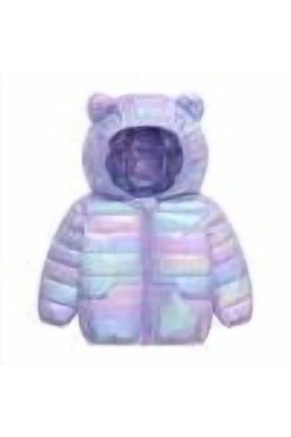 Unisex Toddler Hooded Light Down Jacket, Cute Warm Long Sleeve Outerwear for Spring Baby Boys Girls Fashion Casual Daily Kids Coat With Soft Lining Purple 12-18 Months