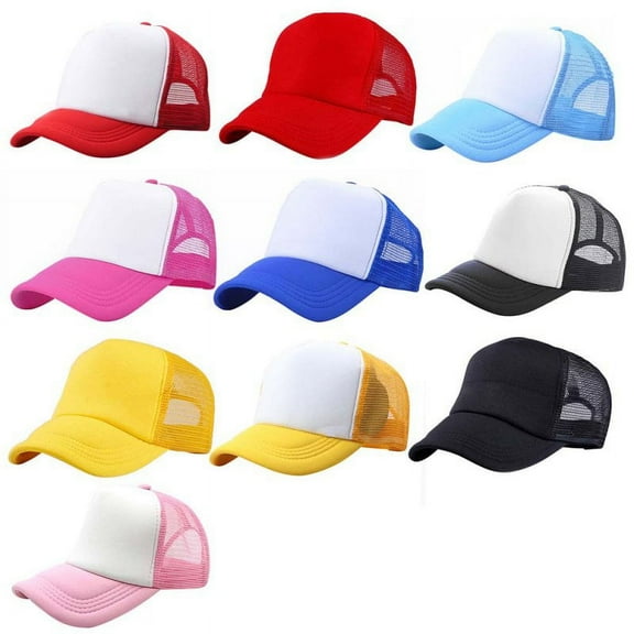 Unisex Toddler Kids Baseball Cap Baby Boy Girl Plain Cotton Stitching Trucker Mesh Visor Hats Adjustable Baseball Cap