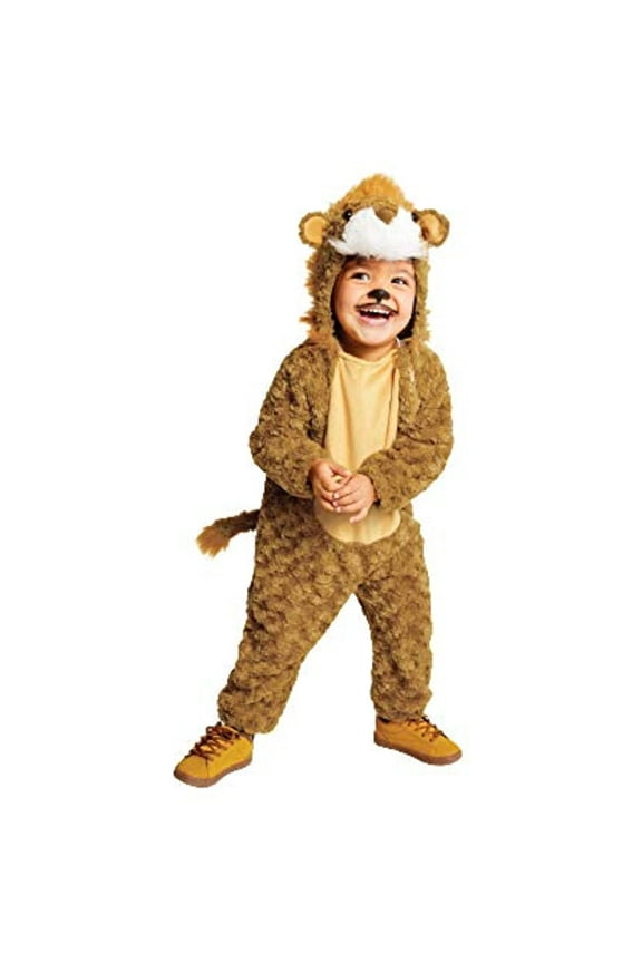Unisex Toddler Plush Lion Head Sleeper Cozy Jumpsuit Tan