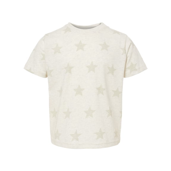 Unisex Toddler Star Pattern Combed Ringspun Cotton Five Star Crew Neck Kids Tee-Natural Heather Star Print-2T