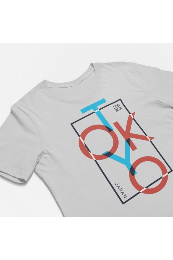Unisex Tokyo Japan T-Shirt, Asian Tee, Large, Silver Grey, Classic fit, Japanese Primetime
