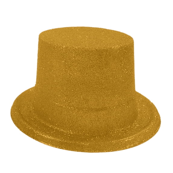 Unisex Top Hat Shiny Sequin Magician Victorian Hat Tuxedo Hat Dress Up Bowler Top Hats for Men Women Sequin Party Top Hats Disco Accessories Bowler Hat for Women Gold One Size