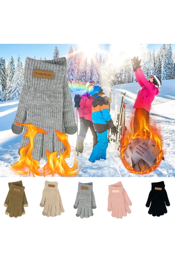 Unisex Touch Screen Winter Gloves – Thick Fleece-Lined Knit Gloves for Men & Women | Windproof, Thermal Cycling & Outdoor Gloves with Elastic Cuffs – All-Day Warmth and Phone Use