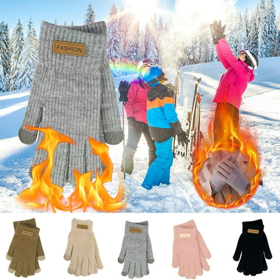 Unisex Touch Screen Winter Gloves – Thick Fleece-Lined Knit Gloves for Men & Women | Windproof, Thermal Cycling & Outdoor Gloves with Elastic Cuffs – All-Day Warmth and Phone Use