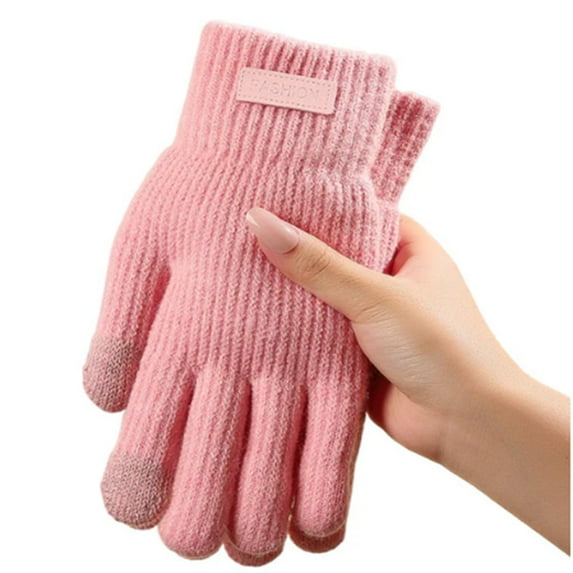 Unisex Touch Screen Winter Gloves – Thick Fleece-Lined Knit Gloves for Men & Women | Windproof, Thermal Cycling & Outdoor Gloves with Elastic Cuffs – All-Day Warmth and Phone Use