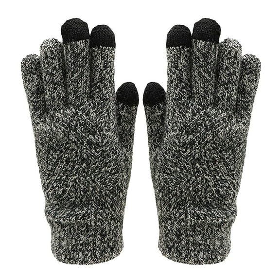 Unisex Touchscreen Knit Gloves, Couples Plush Lined Warm Gloves, All Finger Thermal Gloves for Cycling, Thickened Winter Gloves for Men and Women, Cold Weather Riding Gloves Bronze