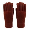 thumbnail image 1 of Unisex Touchscreen Knit Gloves, Couples Plush Lined Warm Gloves, All Finger Thermal Gloves for Cycling, Thickened Winter Gloves for Men and Women, Cold Weather Riding Gloves Wine, 1 of 3