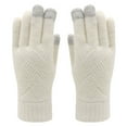 thumbnail image 1 of Unisex Touchscreen Knit Gloves, Couples Plush Lined Warm Gloves, All Finger Thermal Gloves for Cycling, Thickened Winter Gloves for Men and Women, Cold Weather Riding Gloves White, 1 of 3