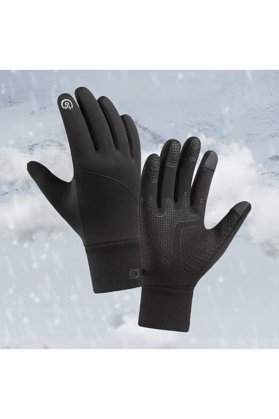 Unisex Touchscreen Winter Gloves, Thermal Fleece Lined Windproof Water Resistant Gloves for Cycling Skiing, Running Hiking and Cold Weather Activities - Black