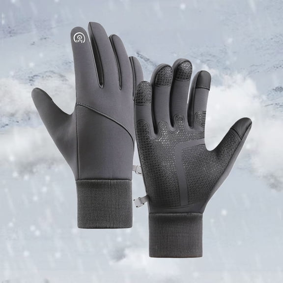Unisex Touchscreen Winter Gloves, Thermal Fleece Lined Windproof Water Resistant Gloves for Cycling Skiing, Running Hiking and Cold Weather Activities - Grey