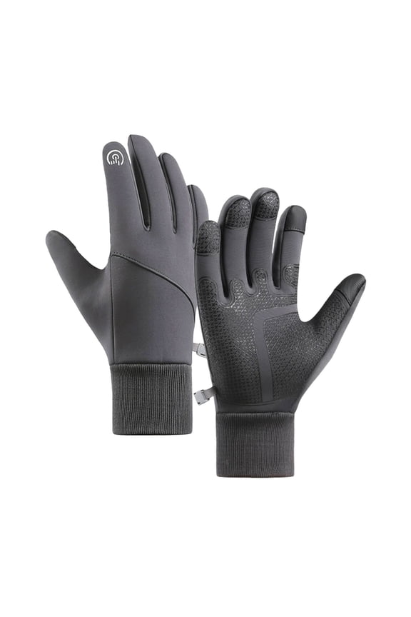 Unisex Touchscreen Winter Gloves, Thermal Fleece Lined Windproof Water Resistant Gloves for Cycling Skiing, Running Hiking and Cold Weather Activities - Grey