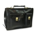 thumbnail image 1 of Unisex Toure Leather Briefcase Ebony Black, 1 of 1