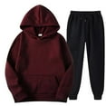 thumbnail image 1 of Unisex Tracksuits For Women Set 2 Piece Clearance Hot Sale 2PCS Outfits Men's And Women's Sports Tracksuits Long Sleeve Pullover Hoodies Sweatshirt And Sweatpants Fall Winter Suit, 1 of 5