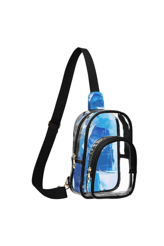 Unisex Transparent Crossbody Shoulder Bags Clear PVC Sling Backpack with Printed Back An Acrylic on Canvas Painting