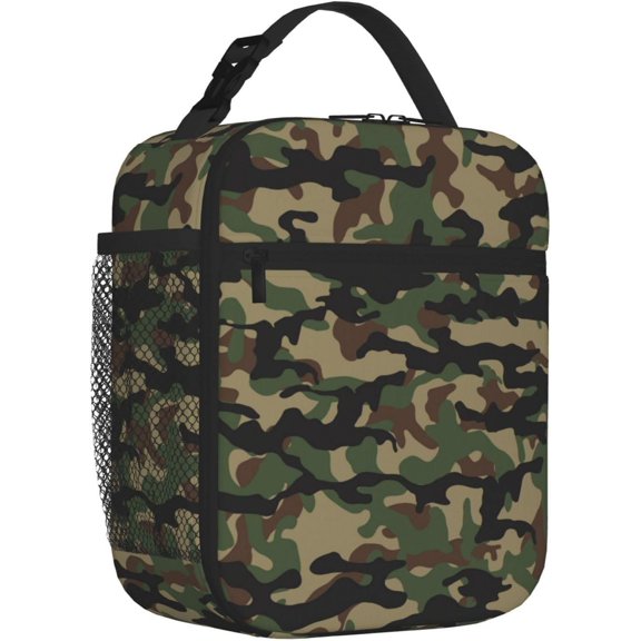 Unisex Travel Lunch Cooler - Green Army Camouflage Design - Reusable for Work, Picnic, and Outdoor AdventuresUnisex Outdoor Indoor Father's Day Mother's Day Thanksgiving Christmas