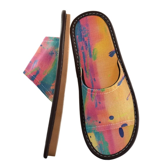 Unisex Travel Sandals House Slippers Includes Free Storage Bag for Hotel, Travel, Home Abstract Painting with Bold Brushstrokes
