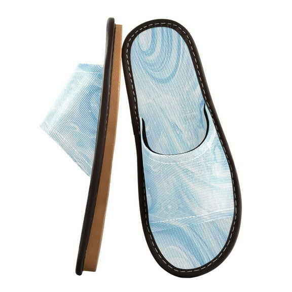 Unisex Travel Sandals House Slippers Includes Free Storage Bag for Hotel, Travel, Home Blue Abstract Swirls