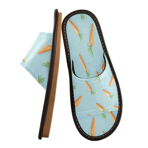 Unisex Travel Sandals House Slippers Includes Free Storage Bag for Hotel, Travel, Home Carrot Pattern