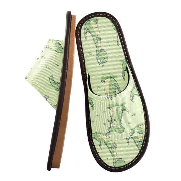 Unisex Travel Sandals House Slippers Includes Free Storage Bag for Hotel, Travel, Home Cartoon Alligators Playing Golf