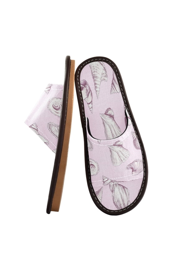 Unisex Travel Sandals House Slippers Includes Free Storage Bag for Hotel, Travel, Home Conch Shells Pattern