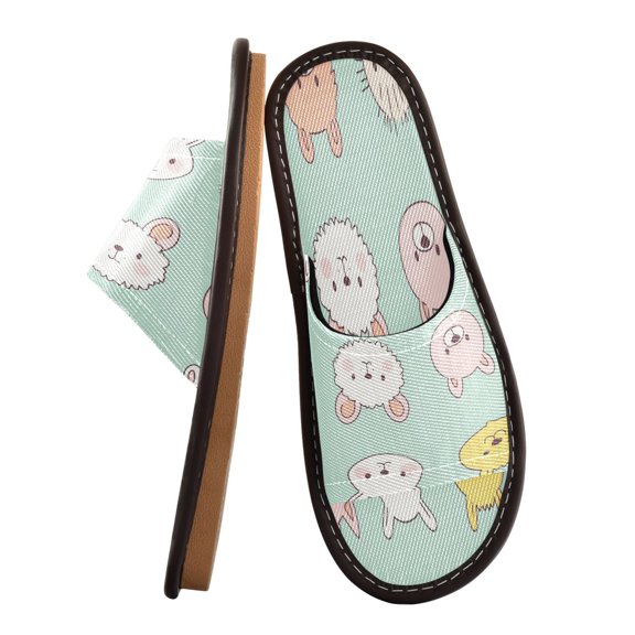 Unisex Travel Sandals House Slippers Includes Free Storage Bag for Hotel, Travel, Home Cute Animal Faces
