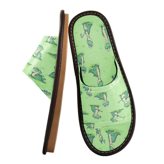 Unisex Travel Sandals House Slippers Includes Free Storage Bag for Hotel, Travel, Home Cute Cartoon Alligator