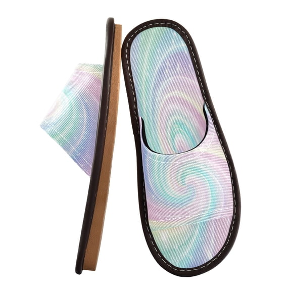 Unisex Travel Sandals House Slippers Includes Free Storage Bag for Hotel, Travel, Home Cute Pastel Rainbow Swirl
