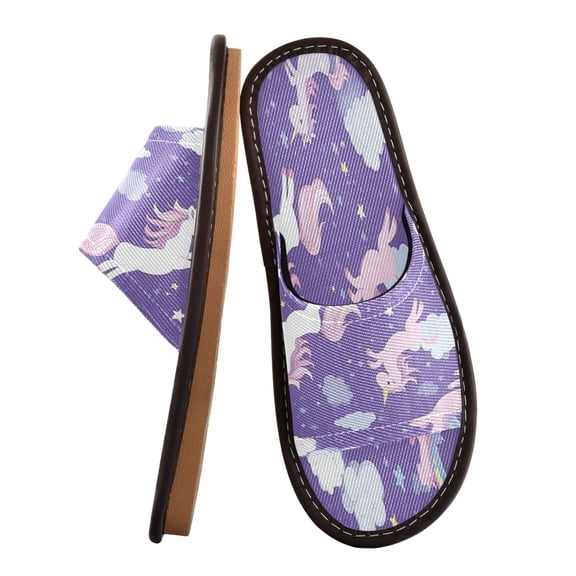 Unisex Travel Sandals House Slippers Includes Free Storage Bag for Hotel, Travel, Home Cute Unicorns Pattern