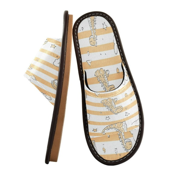 Unisex Travel Sandals House Slippers Includes Free Storage Bag for Hotel, Travel, Home Doodle Cartoon Crocodiles