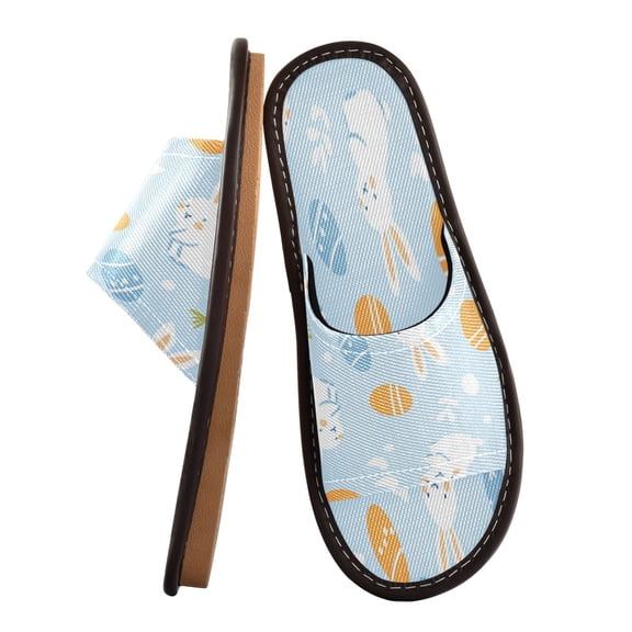 Unisex Travel Sandals House Slippers Includes Free Storage Bag for Hotel, Travel, Home Easter-themed Pattern