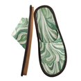 thumbnail image 1 of Unisex Travel Sandals House Slippers Includes Free Storage Bag for Hotel, Travel, Home Green and White Swirling Lines, 1 of 8