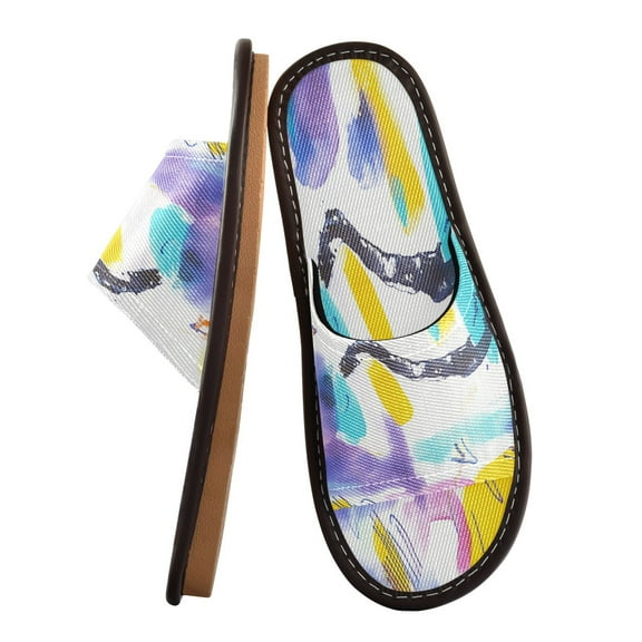 Unisex Travel Sandals House Slippers Includes Free Storage Bag for Hotel, Travel, Home Multicolor Abstract Scene