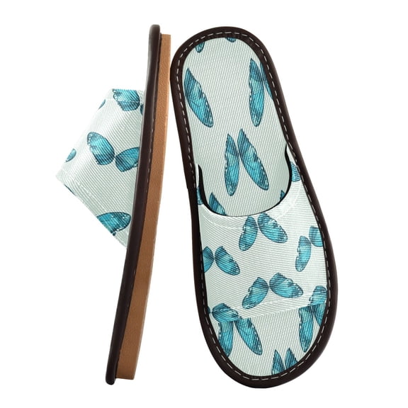 Unisex Travel Sandals House Slippers Includes Free Storage Bag for Hotel, Travel, Home Navy Blue Butterflies