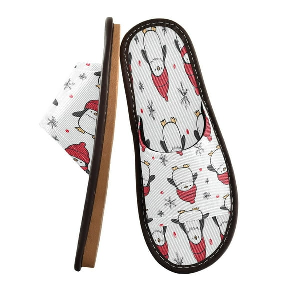 Unisex Travel Sandals House Slippers Includes Free Storage Bag for Hotel, Travel, Home Penguin Pattern