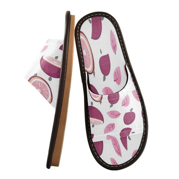 Unisex Travel Sandals House Slippers Includes Free Storage Bag for Hotel, Travel, Home Purple Mangosteen-inspired Pattern