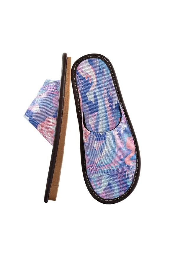 Unisex Travel Sandals House Slippers Includes Free Storage Bag for Hotel, Travel, Home Sea Creatures Pattern