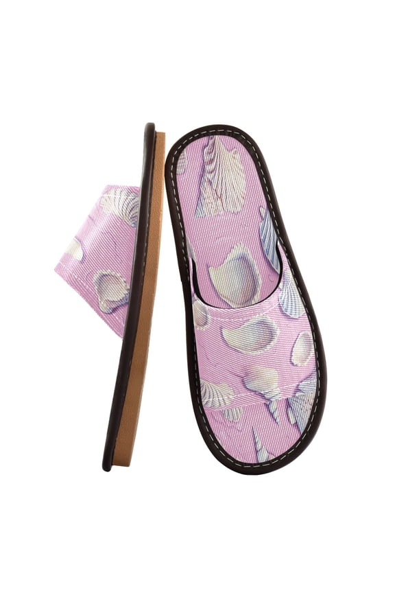 Unisex Travel Sandals House Slippers Includes Free Storage Bag for Hotel, Travel, Home Seashells and Conch Shells