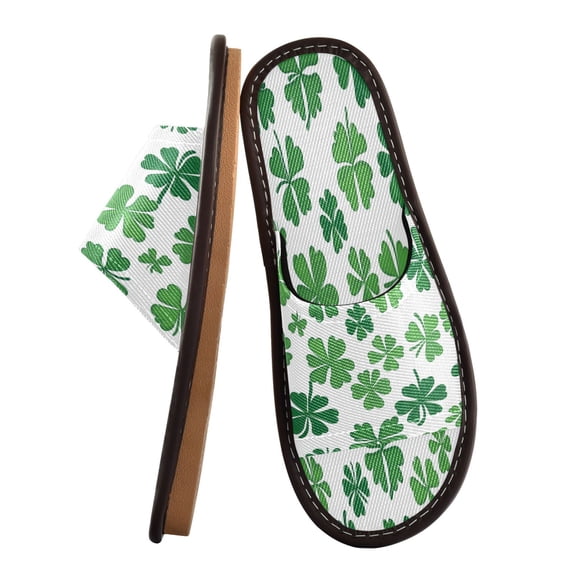 Unisex Travel Sandals House Slippers Includes Free Storage Bag for Hotel, Travel, Home Shamrock Pattern