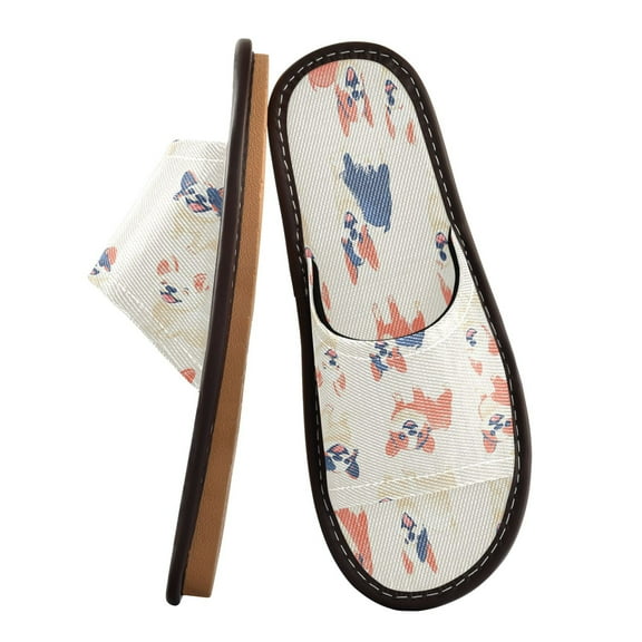 Unisex Travel Sandals House Slippers Includes Free Storage Bag for Hotel, Travel, Home Smile Dog