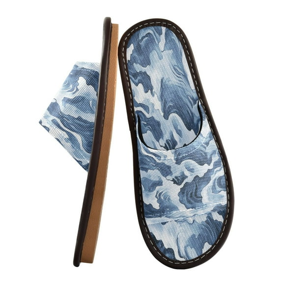 Unisex Travel Sandals House Slippers Includes Free Storage Bag for Hotel, Travel, Home Watercolor Waves
